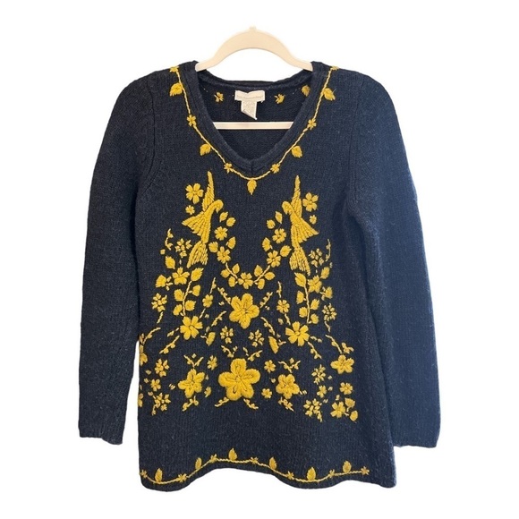 Soft Surroundings Angora/Wool Embroidered Sweater Size Medium AG1 - Picture 1 of 3